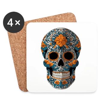 Dia De Muertos Crâne en Sucre Mexico Design - Dessous de verre (lot de 4) - blanc - Devant