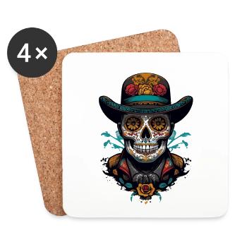 Dia De Muertos Mexico Sugar Skull Skull Design - Dessous de verre (lot de 4) - blanc - Devant