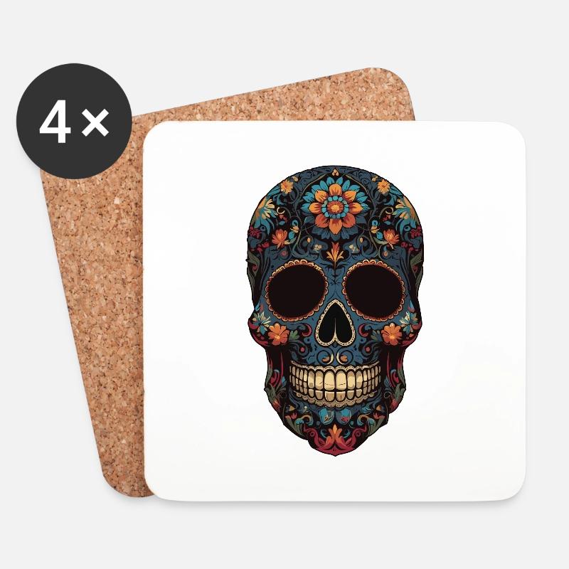 Dia De Muertos Skull Design Mexikanischer Feiertag - Untersetzer (4er-Set) - Weiß