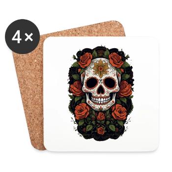 Dia De Muertos Sugar Skull Mexico Holiday - Coasters (set of 4) - white - Front
