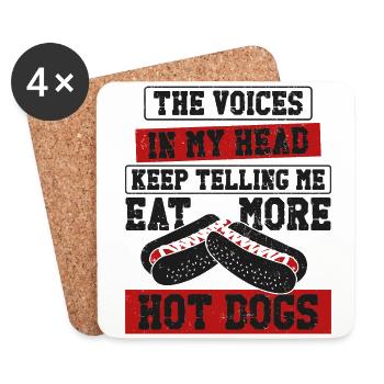 Hot Dog Adult The Voices In My - Coasters (set of 4) - white - Front