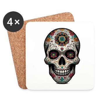 Dia De Muertos Mexico Sugar Skull Décoration Design - Dessous de verre (lot de 4) - blanc - Devant