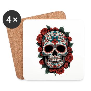 Dia De Muertos Mexico Sugar Skull Decoration Design - Coasters (set of 4) - white - Front