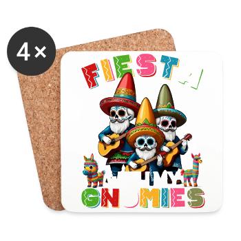 Funny Gnomes Fiesta Mexican Holiday - Coasters (set of 4) - white - Front