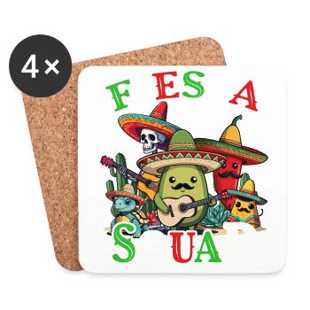 Lustiges Fiesta Squad Mexikanischer Feiertag Style - Untersetzer (4er-Set) - Weiß - Vorne