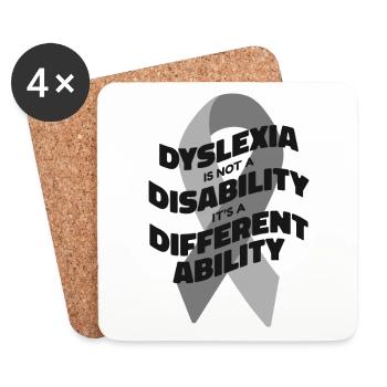 La dyslexie n’est pas un handicap Dyslexie Apraxie - Dessous de verre (lot de 4) - blanc - Devant