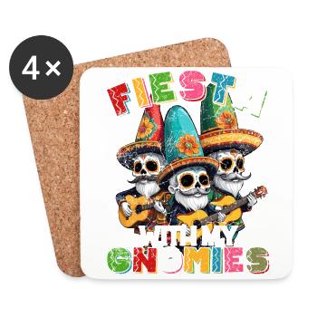 Funny Gnome Fiesta and Mexican - Coasters (set of 4) - white - Front