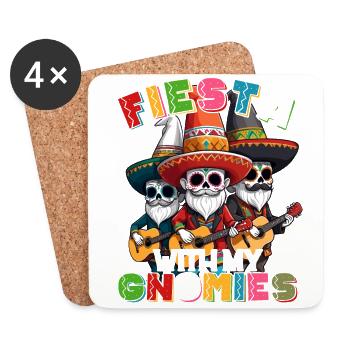 Funny Gnomes Fiesta Mexican Holiday - Coasters (set of 4) - white - Front