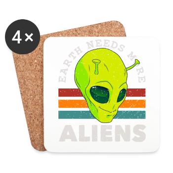 Alien, UFO, UAP, Space, Space Flying Object - Coasters (set of 4) - white - Front
