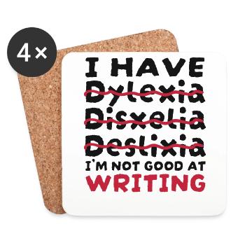 Je ne suis pas doué pour écrire Apraxia Dyslexia - Dessous de verre (lot de 4) - blanc - Devant