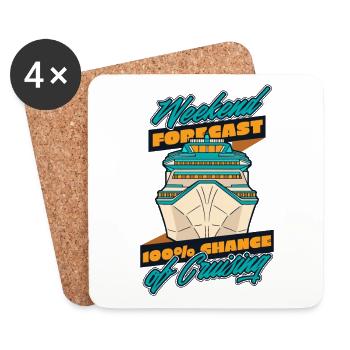 100% Chance Of Cruising Cruise Ship Cruise - Coasters (set of 4) - white - Front