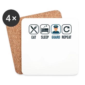 Eat Sleep Guard Repeat Police Officer Corrections - Coasters (set of 4) - white - Front