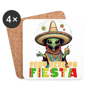 Funny Fiesta Saying to Party Here - Coasters (set of 4) - white - Front