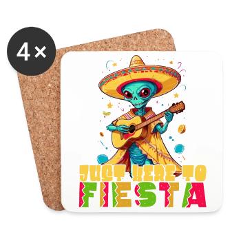 Here for Fiesta funny saying mexican - Coasters (set of 4) - white - Front
