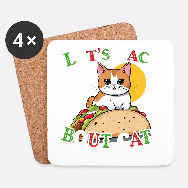 Lustige Taco Katze Cinco De Mayo Mexikanisch - Untersetzer (4er-Set) - Weiß