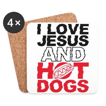 Hot Dog Adulte Jésus Foi - Dessous de verre (lot de 4) - blanc - Devant