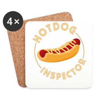 Hot Dog Adult Hot Dog Inspector - Coasters (set of 4) - white - Front