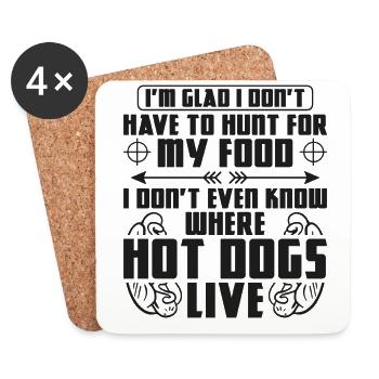 Hot Dog Adult I'm Glad I Don't - Coasters (set of 4) - white - Front