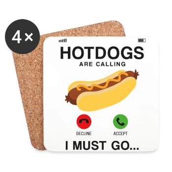 Hot Dog Adult Phone Display Hot - Untersetzer (4er-Set) - Weiß - Vorne