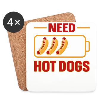 Hot Dog Adult Battery Need Hot - Coasters (set of 4) - white - Front