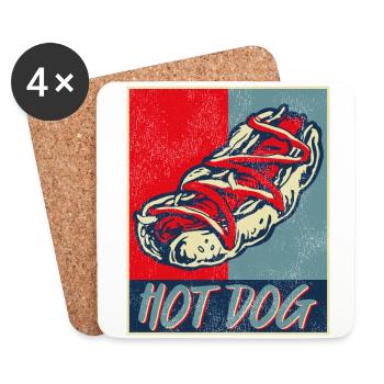 Hot Dog Adulte Rétro Vintage Hot - Dessous de verre (lot de 4) - blanc - Devant