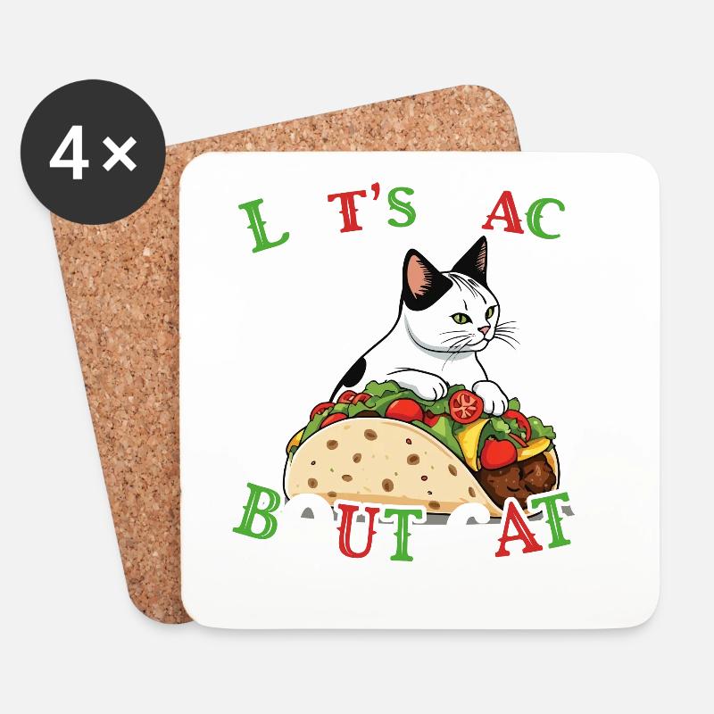 Lustige Taco Katze Cinco De Mayo Mexikanisches - Untersetzer (4er-Set) - Weiß