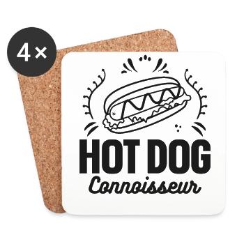 Hot Dog Adult Hot Dog Connoisseur - Coasters (set of 4) - white - Front