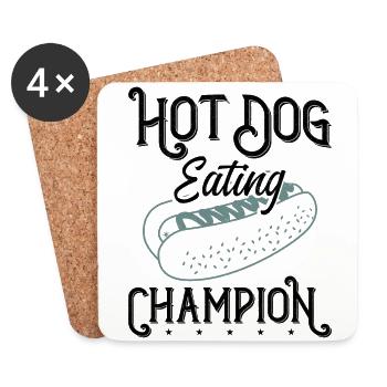Hot-dog Adulte Manger des hot-dogs - Dessous de verre (lot de 4) - blanc - Devant