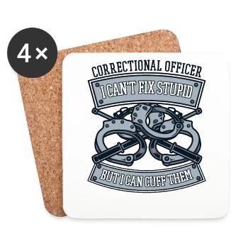 Je ne peux pas réparer les stupides mais je peux les menotter Corrections - Dessous de verre (lot de 4) - blanc - Devant