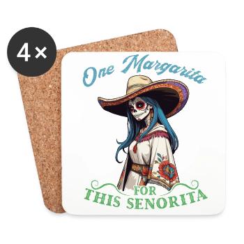 Senorita Needs Margarita Funny Design - Coasters (set of 4) - white - Front