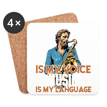 Conception de saxophone amusante pour les amateurs de musique jazz - Dessous de verre (lot de 4) - blanc - Devant