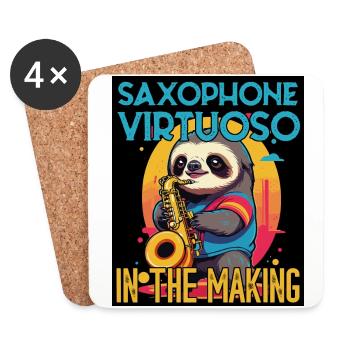 Saxophone Drôle Paresseux Jazz Music Design - Dessous de verre (lot de 4) - blanc - Devant