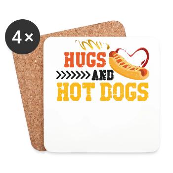 Hot Dog Adult Hugs And Hot Dogs - Untersetzer (4er-Set) - Weiß - Vorne