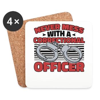 Ne plaisantez jamais avec un agent correctionnel - Dessous de verre (lot de 4) - blanc - Devant