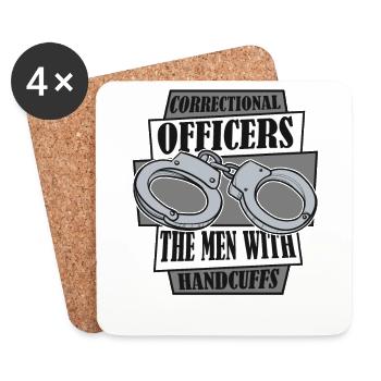 Les hommes menottés agent de police Corrections - Dessous de verre (lot de 4) - blanc - Devant