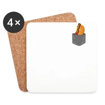 Hot Dog Adult Pocket - Coasters (set of 4) - white - Front