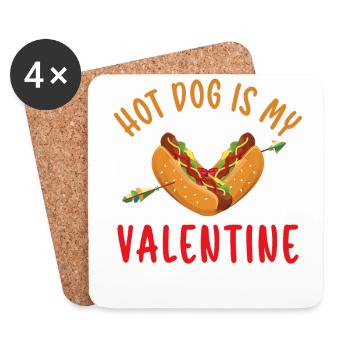 Hot Dog Adult Heart Valentines Day - Coasters (set of 4) - white - Front