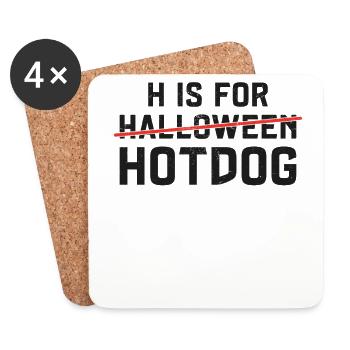 Hot Dog Adult Halloween H est pour - Dessous de verre (lot de 4) - blanc - Devant