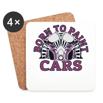 Born To Paint Cars Automotive Vehicle Car Spray - Coasters (set of 4) - white - Front