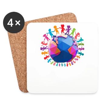 against racism, against the right, against Nazis, love - Coasters (set of 4) - white - Front