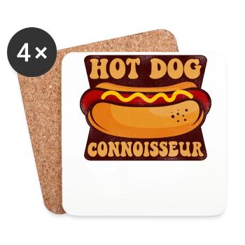 Hot Dog Adult Hot Dog Connoisseur - Coasters (set of 4) - white - Front
