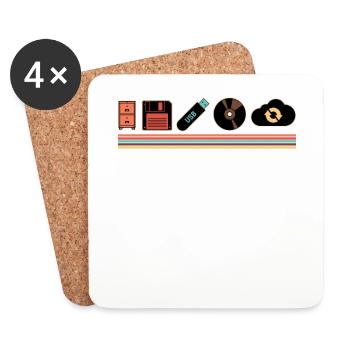 IT Geek, Accessoires PC Évolution des périphériques de stockage - Dessous de verre (lot de 4) - blanc - Devant