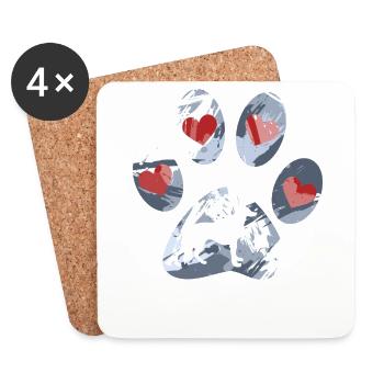 Chien, Meilleur ami, Propriétaire de chien, Homme, Femme, Chiens - Dessous de verre (lot de 4) - blanc - Devant
