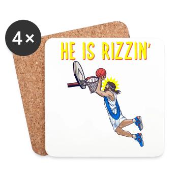 He is risen! Outfit für Ostern, Basketball Jesus - Untersetzer (4er-Set) - Weiß - Vorne