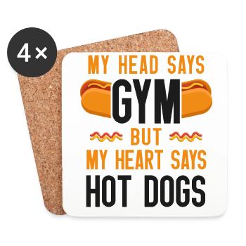 Hot Dog Adult My Head Says Gym But - Coasters (set of 4) - white - Front