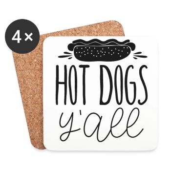 Hot Dog Adult Girl Hot Dogs Y’All - Dessous de verre (lot de 4) - blanc - Devant