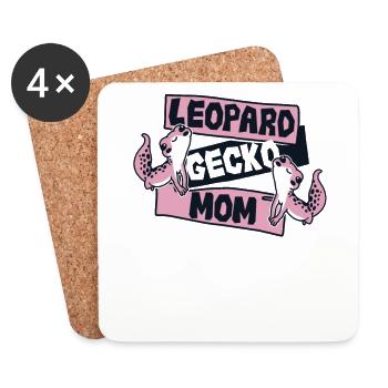 Gecko léopard Maman lézard à crête Gekkota Léopard - Dessous de verre (lot de 4) - blanc - Devant