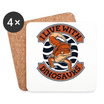 I Live With Dinosaurs Gekkota Crested Lizard - Coasters (set of 4) - white - Front
