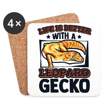 La vie est meilleure avec un lézard gecko léopard - Dessous de verre (lot de 4) - blanc - Devant