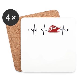 Cruising Vacation Heartbeat Cruise Ship Cruise - Coasters (set of 4) - white - Front